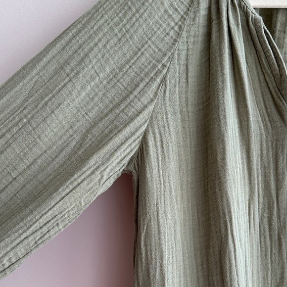 H&M Tunic Dress, Khaki Green, 100% Cotton Long Sleeve Shirt Dress, Size XS - Picture 9 of 16